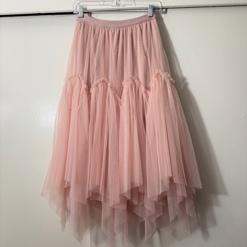 Pink Tulle Midi Skirt
